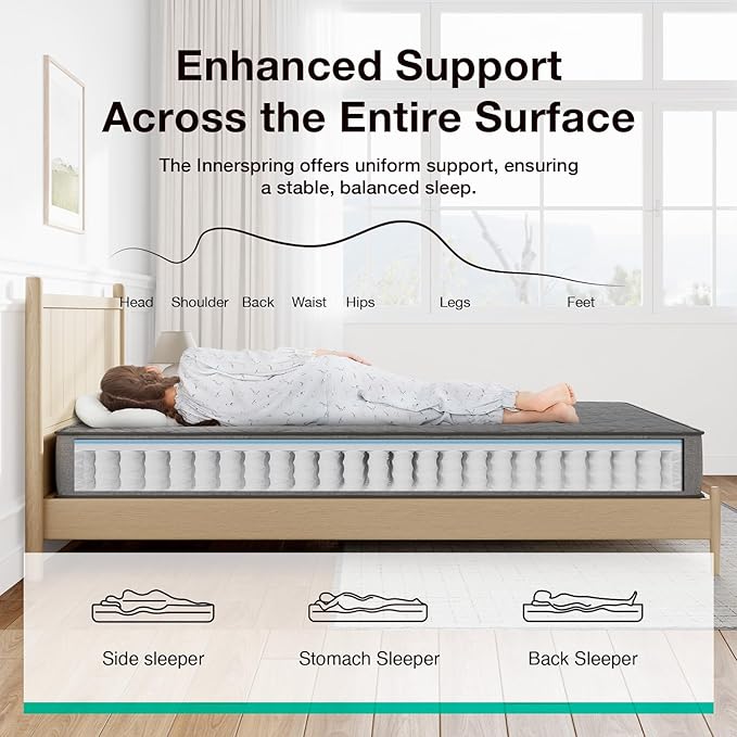 Novilla 8 Inch Twin XL Mattress, Hybrid Mattress Twin XL in a Box with Individual Pocketed Springs & Gel Memory Foam for Body Support & Back Pain Relief & Cool Night Sleep, CertiPUR-US Certified