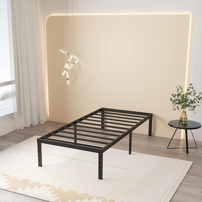 16 Inch Metal Twin XL Platform Bed Frame Support Up to 2500 lbs, No Box Spring Needed, Easy Assembly, Noise Free, Black