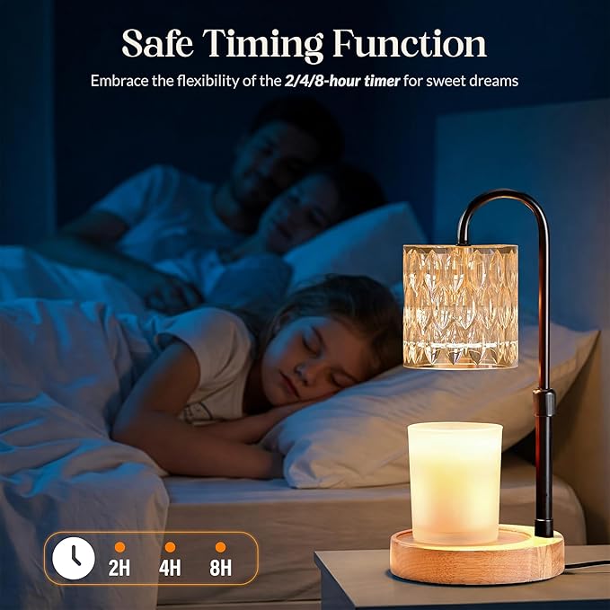 River's Edge Essentials Candle Warmer Lamp with Timer, Adjustable Height Dimmable, Wax Melt Warmer for Jar Candles, Birthday & Housewarming Gift, Fall Decor Includes 2 Bulbs, Black