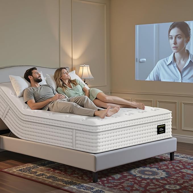 Firm King Mattress, 14 Inch Cooling Gel Memory Foam Mattress, Breathable Hybrid Pocket Spring Firm 7-Zone Mattress, Pressure Relief, Fiberglass-Free & CertiPUR-US, No Odor, 365 Night Trial