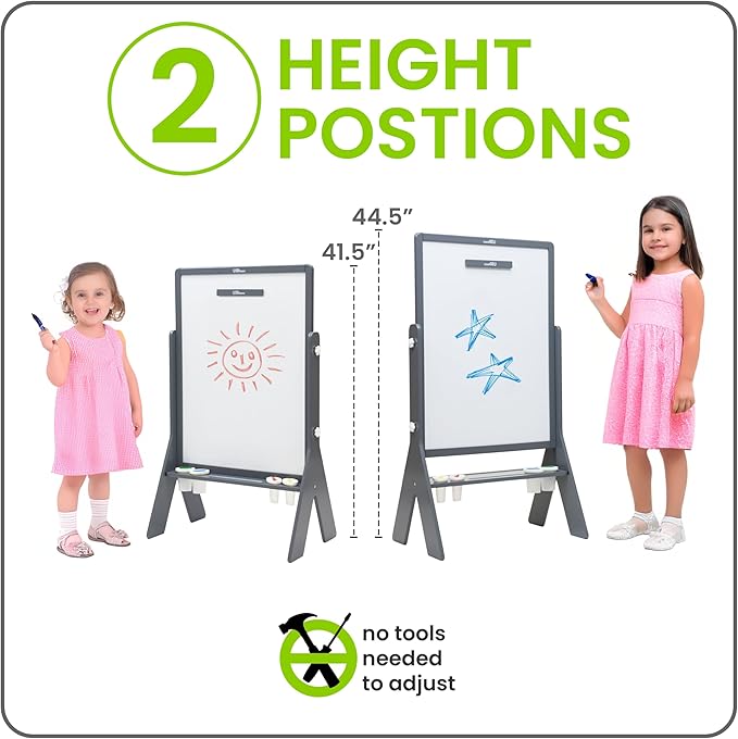 Little Partners Contempo Art Toddler Easel, Two-Sided Paint Station for Kids with XL Surface, Chalk Board, Magnetic Dry Erase Board, Paper Holder, Paint Containers (White/Black Board, Earl Grey)