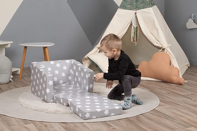 Delsit Kids Couch for Toddlers - 2 in 1 Convertible Foam Armchair to Lounger, Comfy Flip Out Lounge Chair, Sofa for Children, Made in Europe