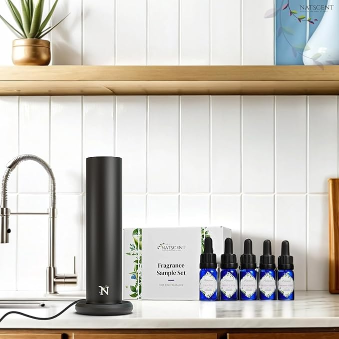 Dynamo Essential Oil Diffuser for Home with Fragrance Sample, App & Manual Control, Cold-Air Scent Diffusers for Home, Large Room, Hotel Scent Diffuser up to 1000sq.ft Black Aroma Diffusers