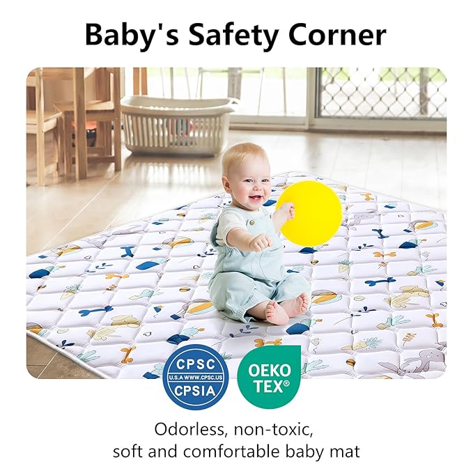 Lilyvibebearhappy Premium Baby Play Mat 36" X 36", Thicken Foam One-Piece Crawling Mat, Non-Slip Cushioned Baby Playmats for Infants, Babies, Toddlers, Foldable and Machine Washable
