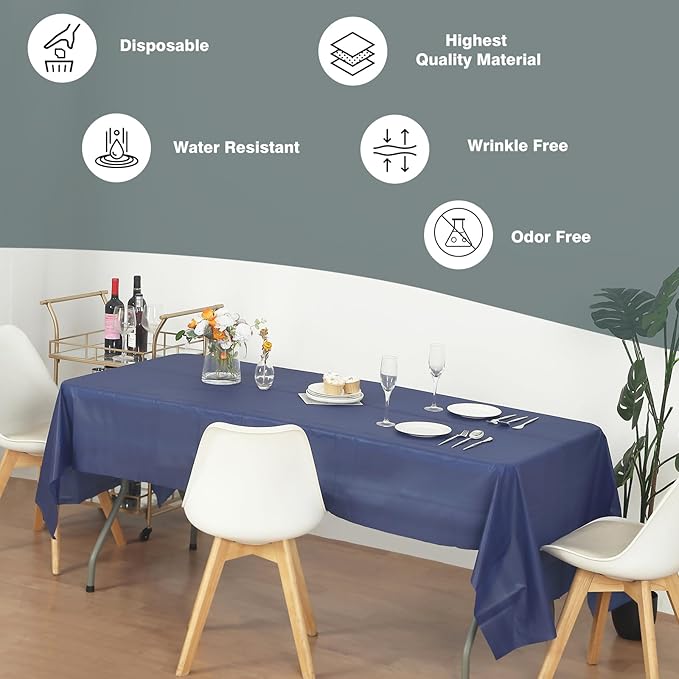 Craft And Party, Navy Blue Plastic Table Cover Roll - 40in X 100 feet Heavy Duty Plastic Banquet Table Cover Roll. (Navy Blue)