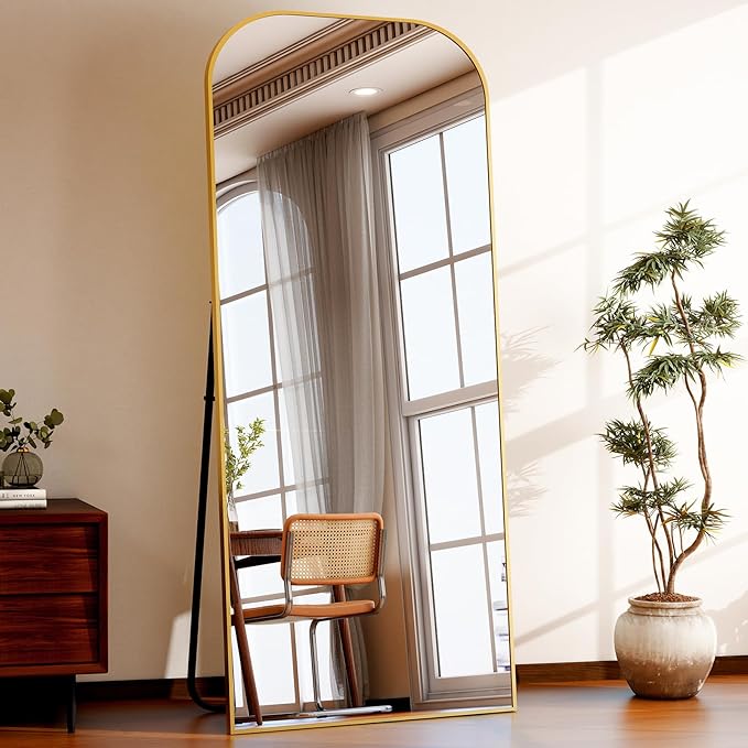 HARRITPURE 28"x71" Full Length Mirror Floor Mirrors Freestanding Hanging or Leaning Large Mirrors Full Body Mirror with Stand for Cloakroom, Bedroom, Living Room, Gold