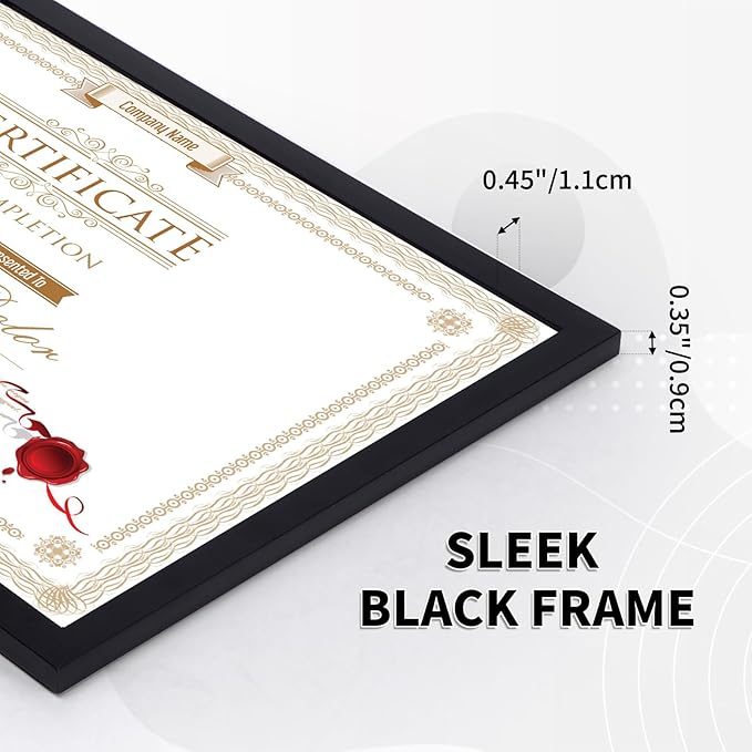 WIFTREY 8.5x11 Black Picture Frames Set of 8, Certificate 8.5 by 11 Photo Frames Bulk for Document Diploma Award, Wall Hanging or Tabletop Display