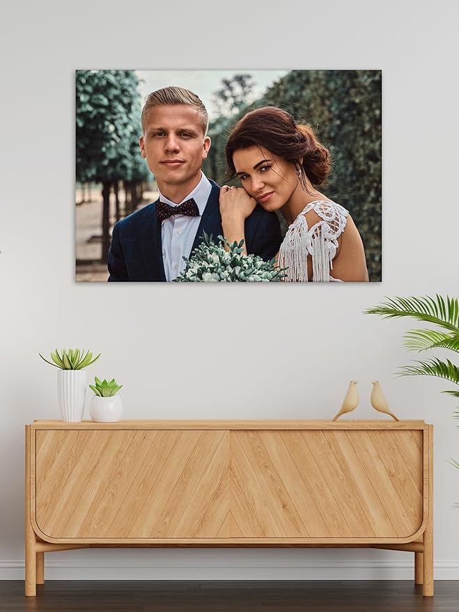 Jovivi Custom Canvas Prints with Your Pictures - Personalized Photos Print,Wall Art Poster Canvas Printing Customized Photo Gifts for Wedding Family Pets Home Office Decor Frame 6x4