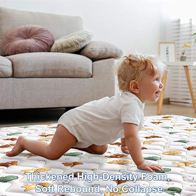 Lilyvibebearhappy Premium Foam Baby Play Mat 47" X 47", Thicken One-Piece Crawling Mat, Non-Slip Cushioned Baby Playmats for Infants, Babies, Toddlers - Machine Washable for Easy Care