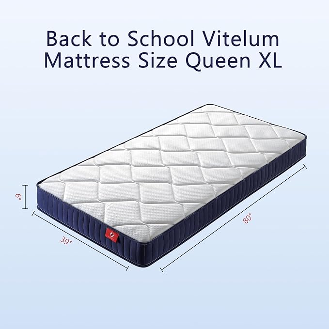 Twin Mattress, 6 Inch Hybrid Innerspring Memory Foam, Medium Soft, Motion Isolation, Pressure Relief, White and Blue (Twin XL)