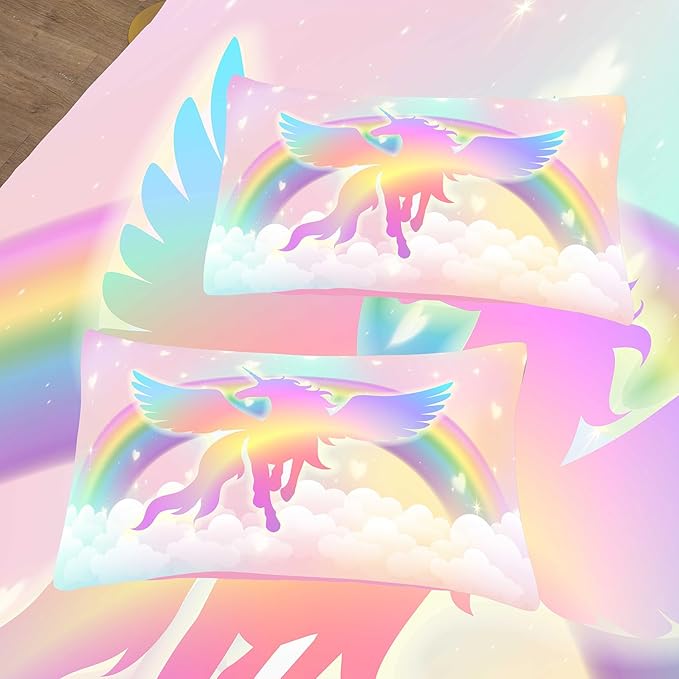 Tailor Shop Unicorn Girls Comforter Sets King Size,Unicorn Pink Bedding Sets for Girls Kids Teens with 2 Pillowcase……