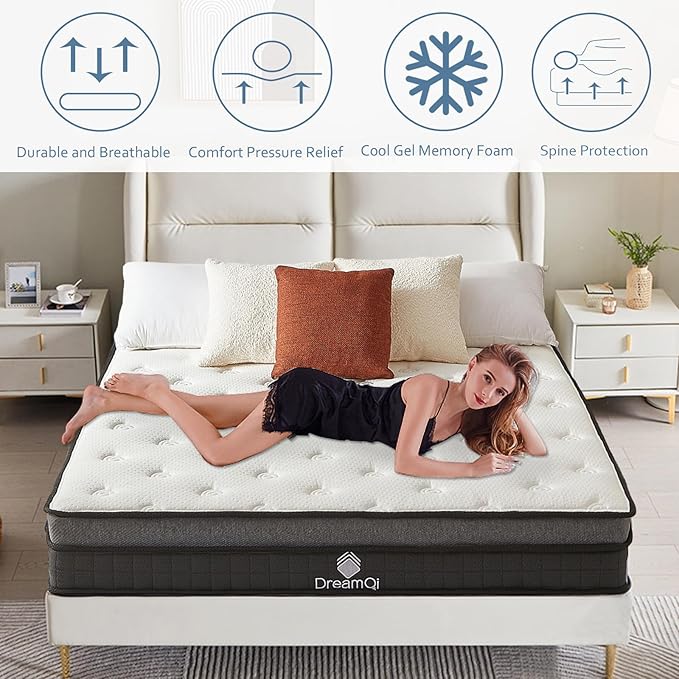 Full Size 8" Hybrid Mattress with Gel Memory Foam - Medium Firm Comfort Fit All Bed Frames - CertiPUR-US