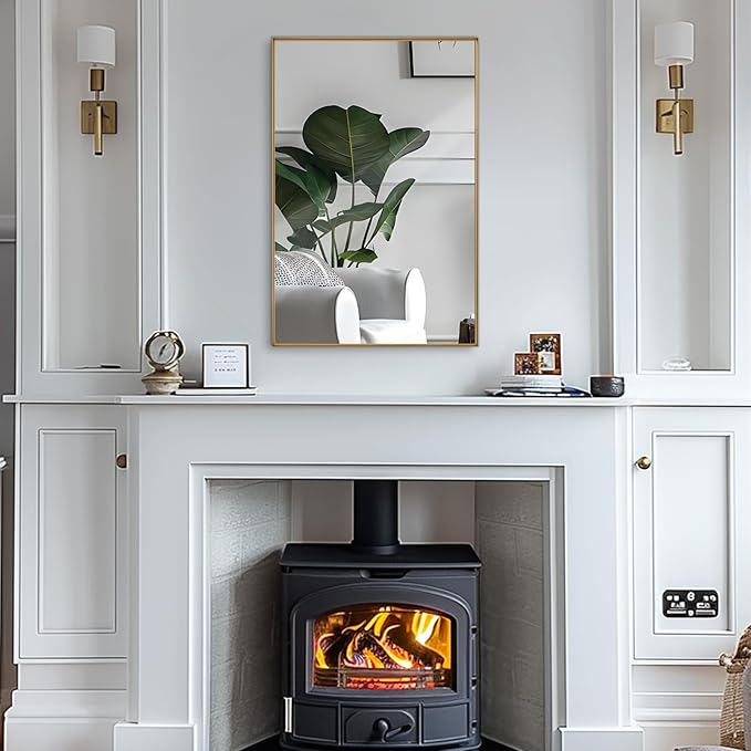 Wall Mirror 30" x 40" for Bathroom Modern Gold Deep Frame Mirror for Wall Decorative Horizontal or Vertical Wall Mounted Mirror for Bedroom Living Room Entryway Wall Decor