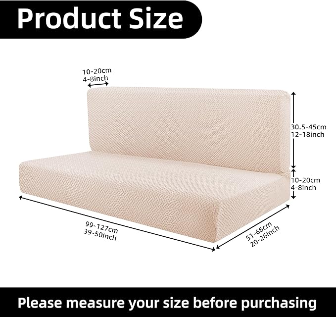 Rv Dinette Cushion Covers,Jacquard Stretchable Camper Cushion Cover,RV Cushion Slipcover,Rv Couch Cover Replacement for RV Camper Car Bench,2 Backrest Covers and 2 Bench Covers (Twill,Rice White)
