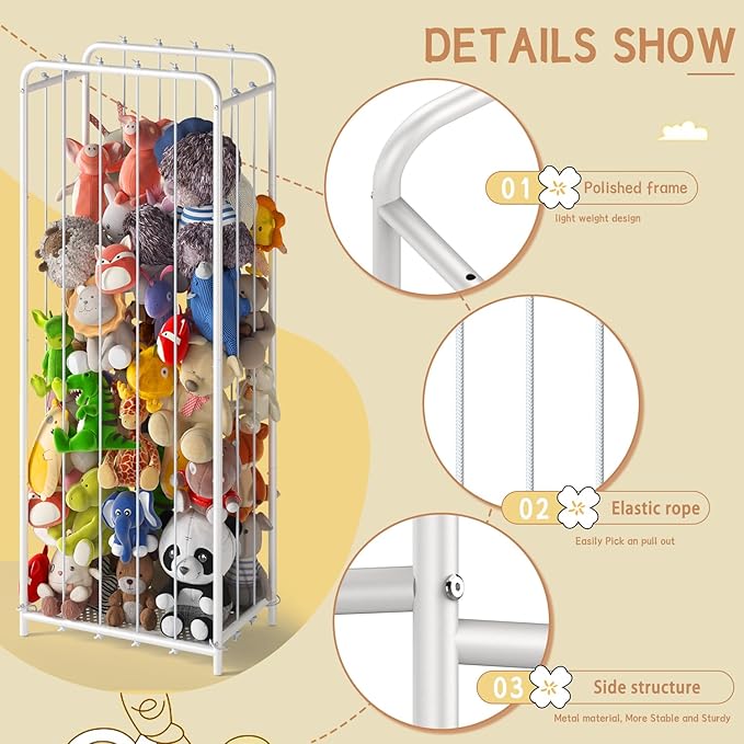 All Metal Stuffed Animal Storage, Never Fall Apart Stuffed Animal Zoo, Extra Large Stuffed Animal Holder - Sturdy Metal Plush Toy Organizer Perfect for Boys Girls Nursery Play Room Kidsroom