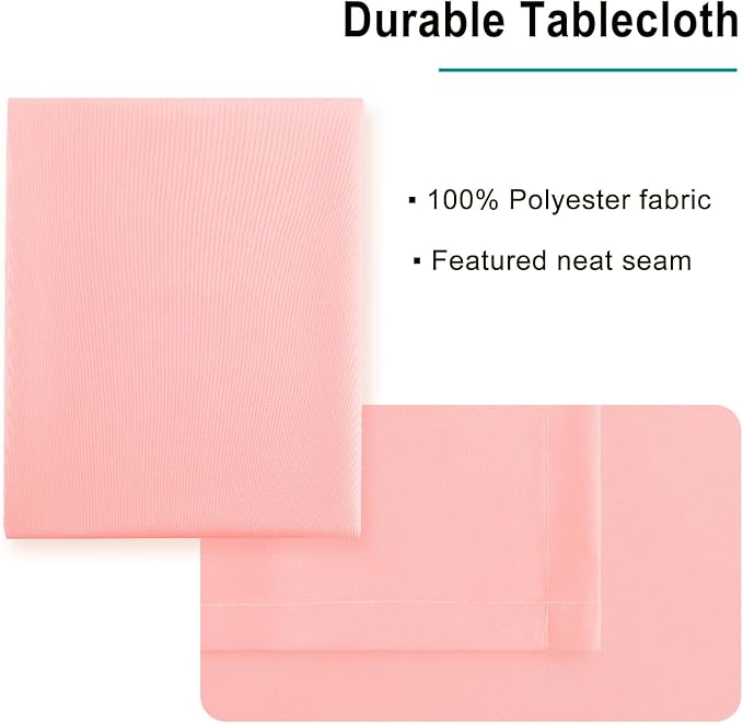 Hiasan Rectangle Tablecloth Rose Pink - Wrinkle Resistant and Waterproof Washable Polyester Fabric Table Cloth for Dining Party and Outdoor Use, 60 x 140 Inch