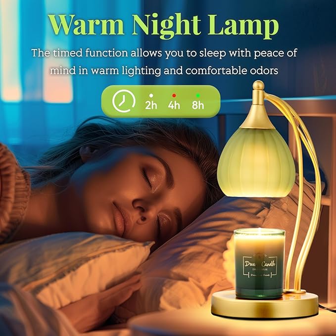 Candle Warmer Lamp, Electric Candle Warmer with Timer Dimmer - Candle Lamp Warmer for Scented Jar Candles, for Housewarming Gifts New Home Decor (Green)
