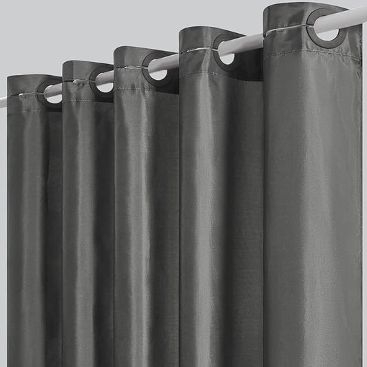 Furlinic No Hook Extra Long Shower Curtain 96 Length,Polyester Fabric Bathroom Curtain with 10 Split Plastic Built-in Hooks,Waterproof & Machine Washable,Dark Grey,78 x 96 Inch