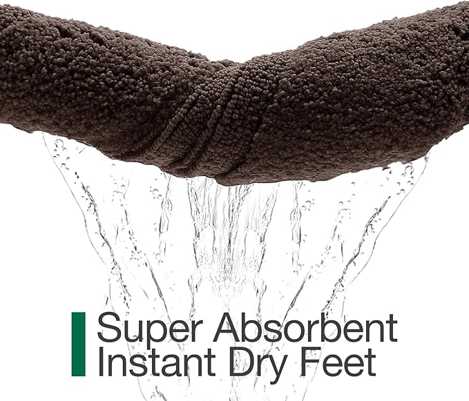 LUMI Ultra Soft Bathroom Rugs Non Slip with Rubber Backing, Absorbent Washable Bath Mat Quick Dry, Upgraded Premium Microfiber Plush Carpet for Bathtub and Shower Floor, Brown, 17x30