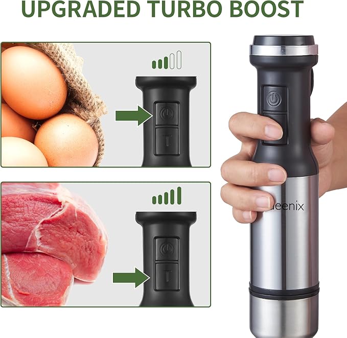 Immersion Blender Handheld Corded Hand Blenders 5 in 1 Set 800W, Stainless Steel Stick Blender Turbo Mode with 600 ml Mixing Beaker with Lid, 400 ml Chopper, Whisk, Milk Frother, BPA-Free