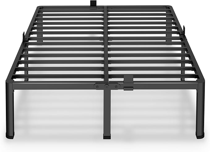 MAF 16 Inch California King Bed Frame with Round Corner Legs Mattress Slide Stopper No Box Spring Needed Heavy Duty Metal Platform Bed Frames, 3000 LBS Steel Slats Support