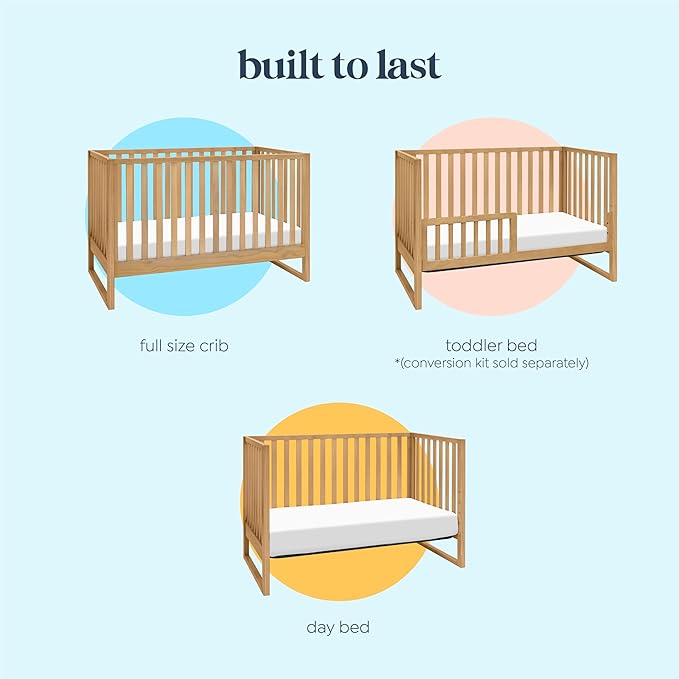 daVinci Hunter 3-in-1 Convertible Baby Crib - GREENGUARD Gold Certified - Wood Baby Crib Convertible to Toddler Bed & Daybed - Brown Crib w/ 4 Adjustable Heights - Easy Assembly Crib to Bed - Honey
