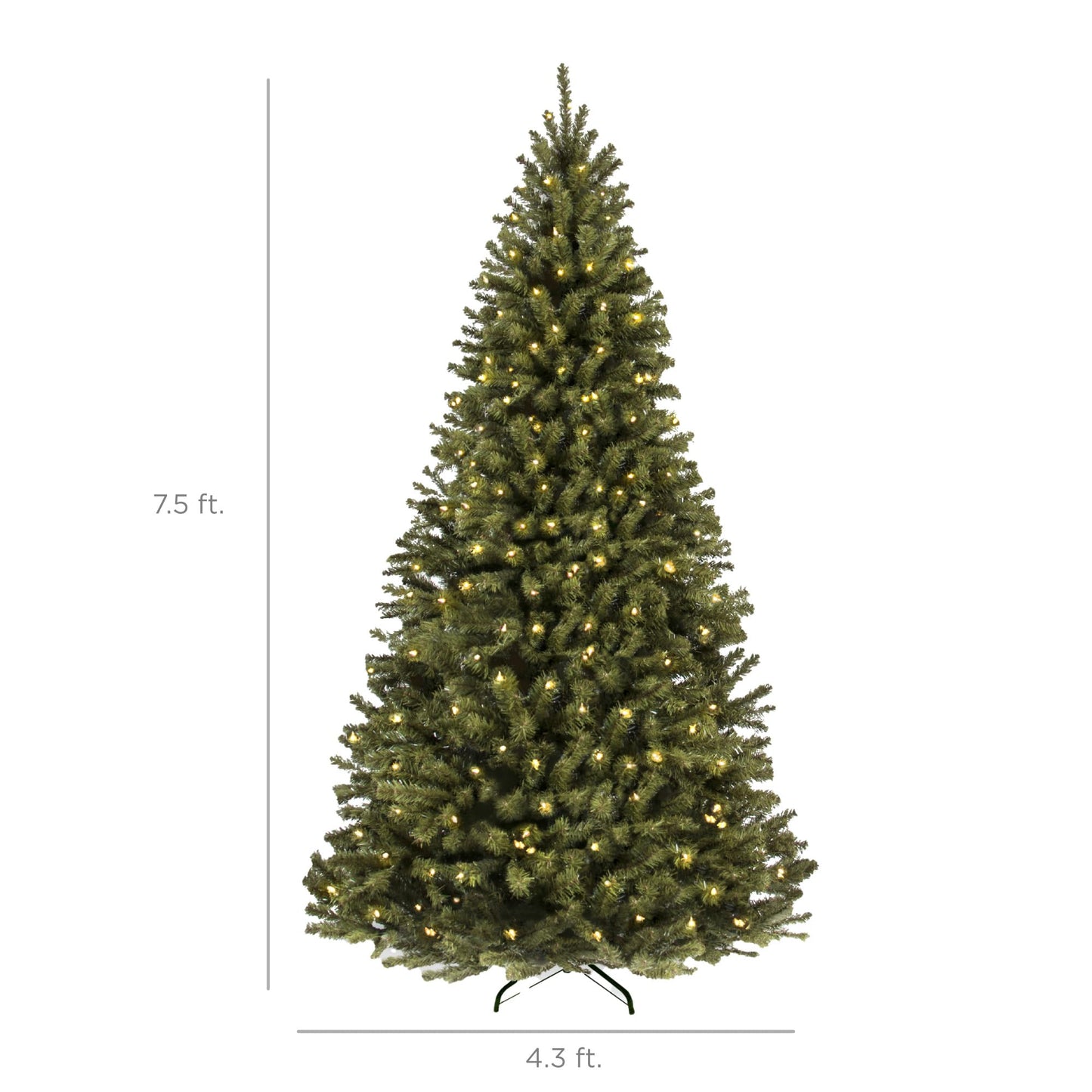 Best Choice Products Artificial Christmas Tree, 7.5ft Premium Pre-Lit Realistic Spruce Holiday Décor w/Dense Branches, Metal Base - Green Spruce