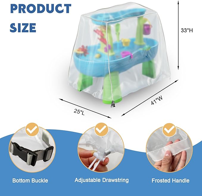 Kids Water Table Cover, Fit Step2 Rain Showers Splash Pond Water Table Waterpark Play Table Cover Outdoor Toys Cover - (Frosted)