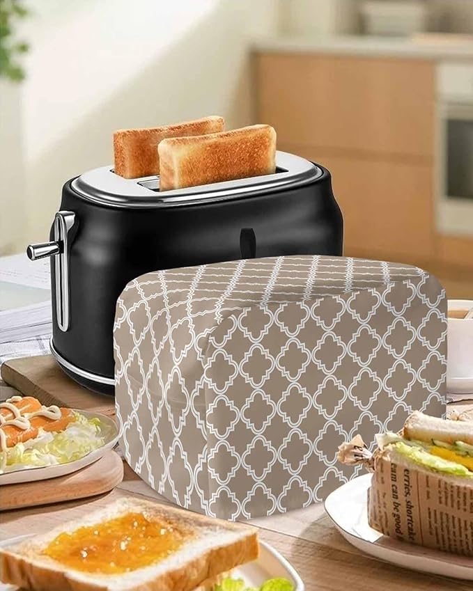 Toaster Cover 4 Slice Moroccan Pattern Toaster Oven Cover with Pockets Beige Dustproof Bakeware Protector Small Kitchen Appliance Dust Covers and Fingerprint Protection for Women