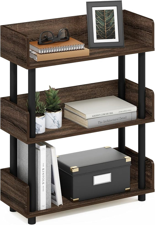 Furinno Turn-N-Tube 3-Tier Freestanding Multipurposes Display Rack, Bookshelf, Walnut