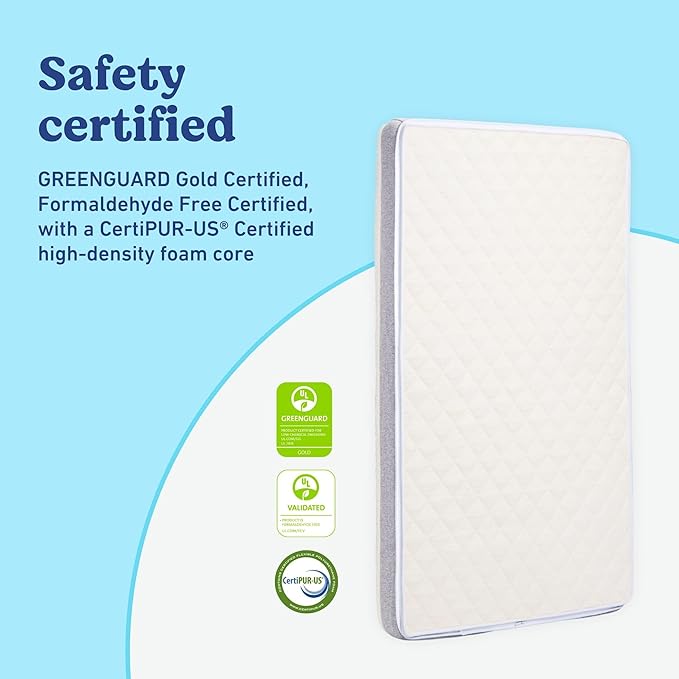 Graco Ultra 2-in-1 Premium Dual Sided Crib & Toddler Mattress - GREENGUARD Gold, CertiPUR-US Certified Foam, Machine Washable Cover with 100% Waterproof Surface, Fits Standard Baby Crib & Toddler Beds