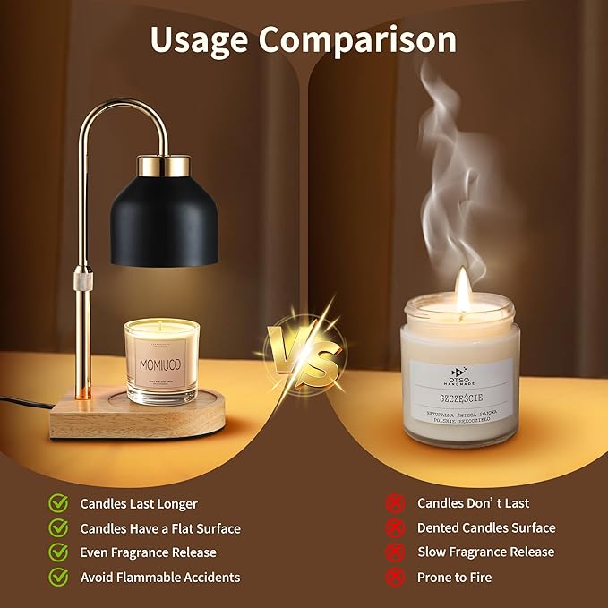Candle Warmer Lamp with Timer Dimmer, House Warming Gifts New Home Decor, Gifts for Mom, Wax Melt Warmer for Jar Candles, Adjustable Height with 2 Bulbs