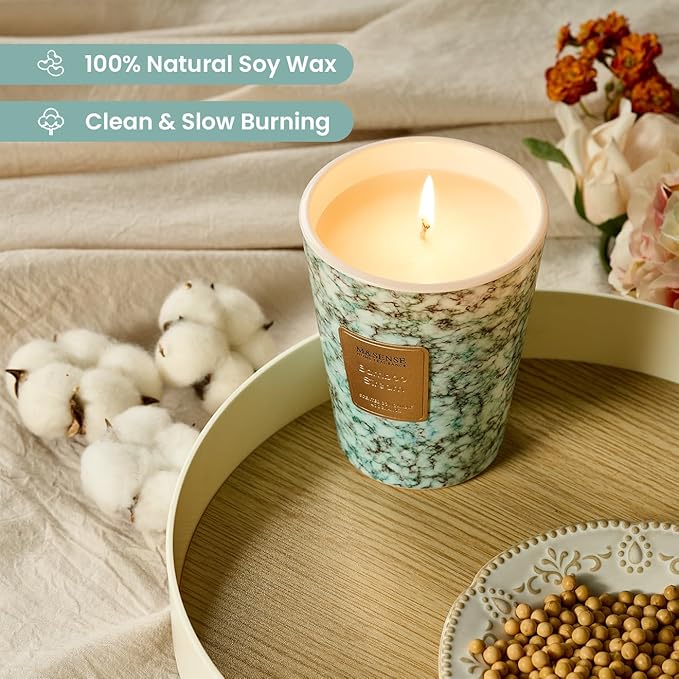 M&SENSE BambooStream Scented Candles for Home, Lead-Free Wick Highly Scented Jar Candles, 14.1 Oz 80 Hours Lasting Burning Candles Gifts for Women, Relaxing Aromatherapy Candle for Stress Relief