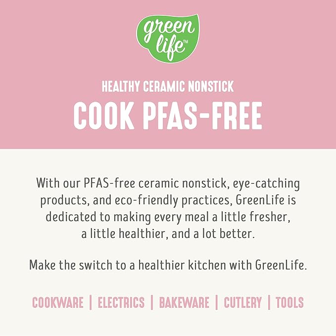 GreenLife Nonstick 12” (5QT) All in One Deep Skillet Wok with Lid, PFAS-Free Non-Toxic Ceramic Multi-Purpose Pan, Induction, All Stovetop, Egg, Stir Fry, Saute, Stay Cool Handle, Pink