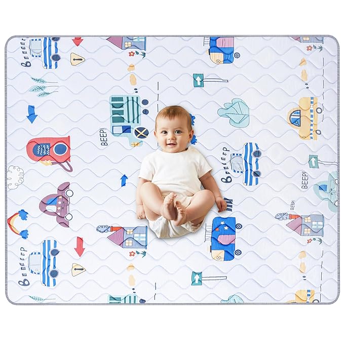Baby Play Mat, Soft Baby Floor Mat, 71’’ x 59’’ Thicker Foam Play Mat Foldable Baby Playpen Mat Crawling Mat for Babies, Toddlers, Car Design