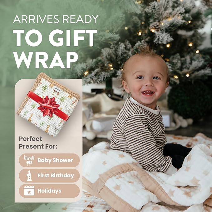 Organic Cotton Muslin Baby Blanket for Boys and Girls - Luxurious Soft Toddler Quilt for Swaddling - Gender Neutral Blankets Makes a Great Circus
