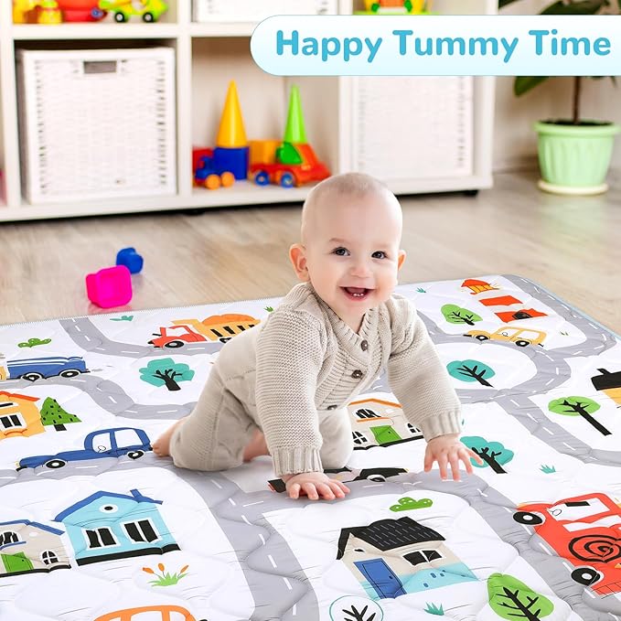 Baby Play Mat for Floor 50 * 50 inch, Extra Thick Soft Cushioning Foam Mat for Kids, Non Slip & Washable Crawling Mat for Toddler, Padded Play Mat for Baby Tummy Time