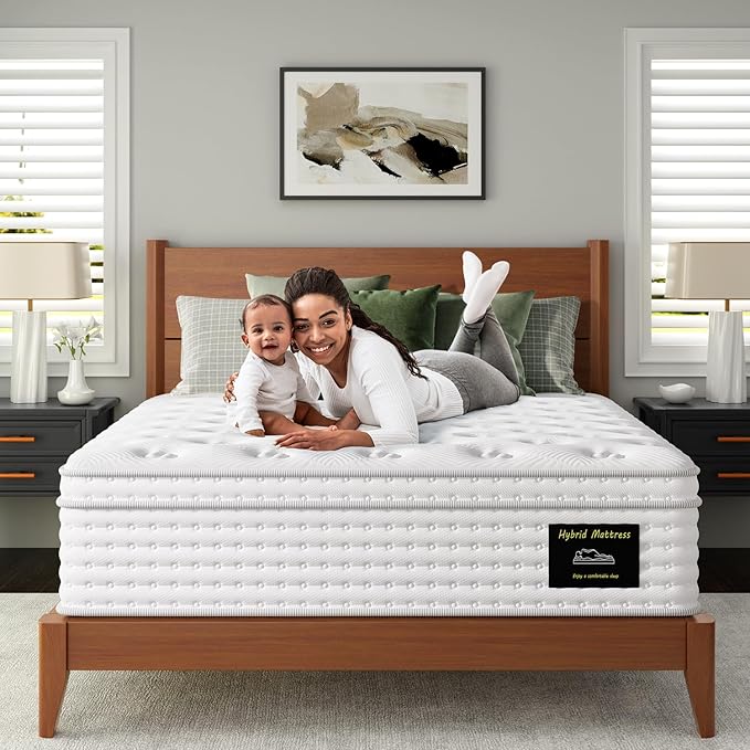 FP FLEXPEDIC Twin Mattress, 10 Inch Cooling Gel Memory Foam Single Mattress, Breathable Hybrid Pocket Spring Firm 7-Zone Mattress, Pressure Relief, Fiberglass-Free & CertiPUR-US, Odorless
