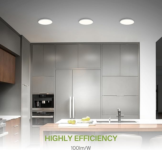 ASD LED 12" Round Flush Mount Ceiling Light Fixture, Low Profile Surface Lighting | 5CCT, Dimmable, Ultra-Thin, ETL Listed | 24W 2000LM 2700-6000K 100-277V | Kitchen, Bedroom, Hallway Lamp | White