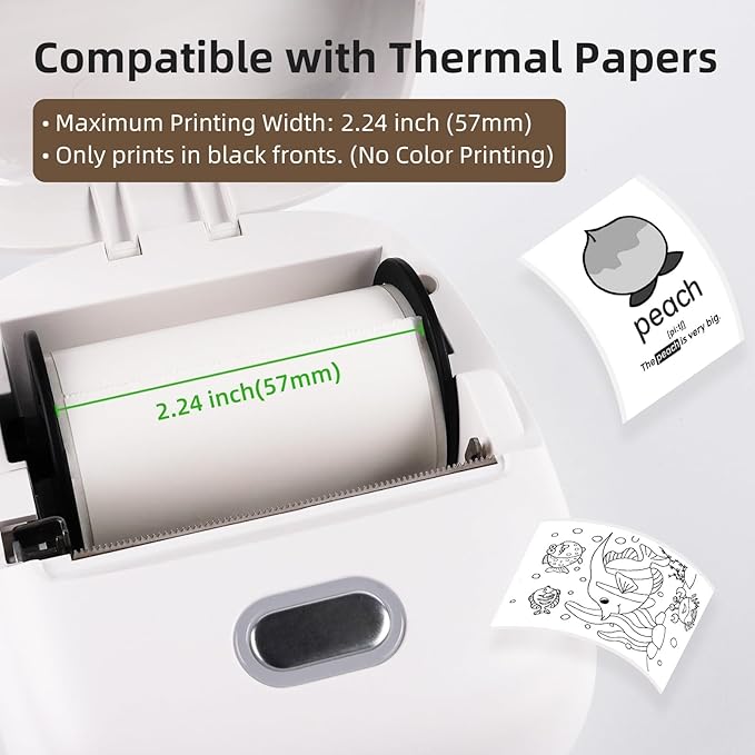 ORGSTA S002 Sticker Printer - Mini Printer Portable Thermal Sticker Maker, Bluetooth Print Pod Inkless Label Maker for Photos, Journal, Receipts, DIY Creation