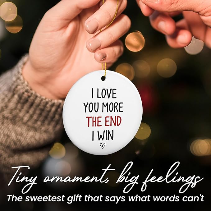 Christmas Couple Gifts for Girlfriend Boyfriend - Ceramic Christmas Ornaments 2025 for Tree Decorations - I Love You Gifts for Gf Him Her Women Men, Wife Husband Gift Ideas, Stocking Stuffers