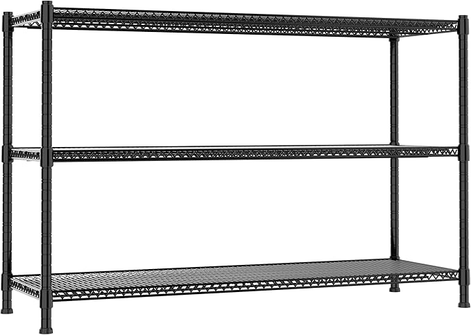 REGILLER 3-Wire Shelf Adjustable Heavy Duty Storage Shelves,Metal Organizer Wire Rack for Laundry Bathroom Kitchen Pantry Closet Garage Shelving(Black,24" Dx59.6 Wx47.6 H)