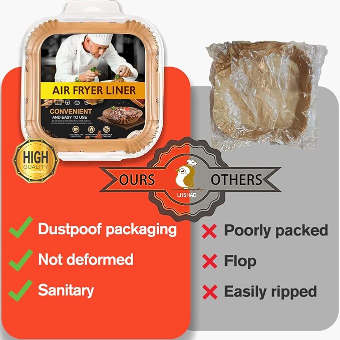 4 qt Air Fryer Liners, Chefman Air Fryer Liners, Disposable 4qt Air Fryer Liner for GreenLife 4.5 QT Cuisinart Airfryer, Non-stick Parchment Paper for Frying, Baking- Unbleached(120Pcs)