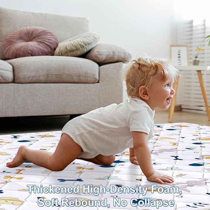 Lilyvibebearhappy Premium Foam Baby Play Mat 79" X 71", Extra Large Soft Thicker Activity Playmats for Babies, Toddlers, Infants, Play & Tummy Time, Foldable & Machine Washable Baby Crawling Mat