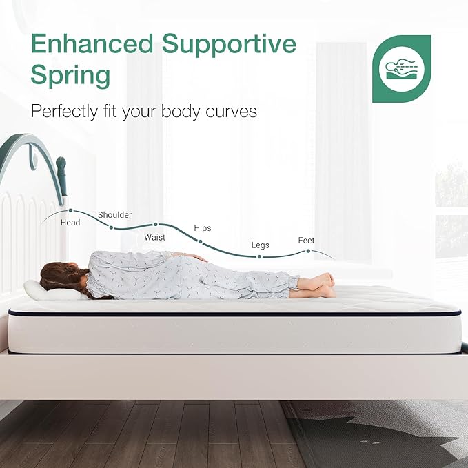 Novilla Twin XL Mattress 6 Inch,Bonnell Spring Hybrid Mattress for Spine Support & Cooling Comfort - Adaptive Foam Layer with Medium Firm- CertiPUR-US Certified for Youth/Guest Rooms