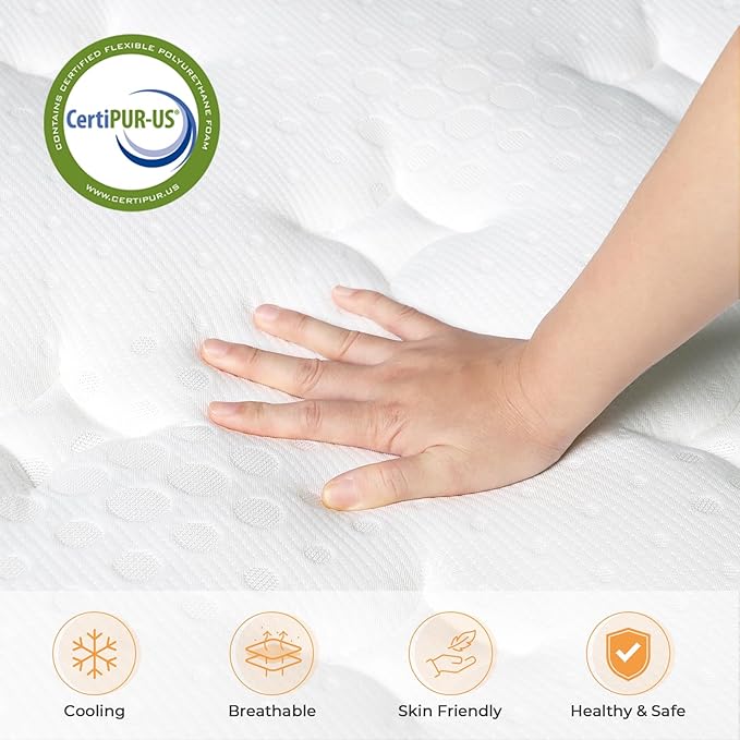 Vesgantti Queen Mattress, 10 Inch Memory Foam Hybrid Mattress in a Box, Queen Size, Medium Firm Support