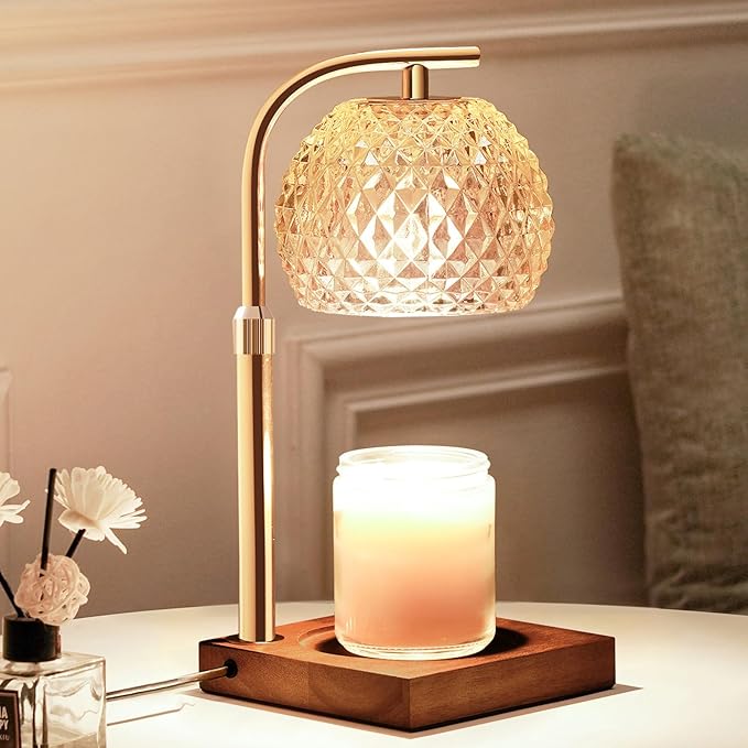 Mocalido Candle Warmer Lamp with Timer, Dimmable Electric Candle Warmer Adjustable Height, Top Candle Melter Warming Lamp for Scented Jar Candles, Amber