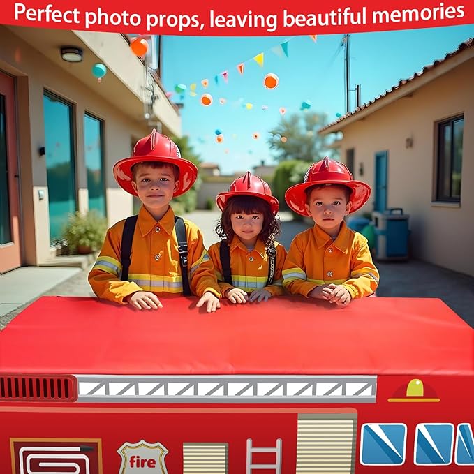 6Ft Fire Truck Birthday Party Tablecloth,Firefighter Birthday Party Decorations,Fire Truck Table Cloth for Kids Boys Firefighter Firetruck Theme Party Decorations Supplies