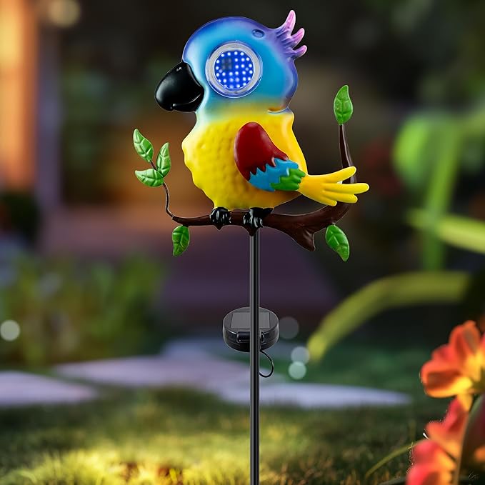 Parrot Solar Garden Lights Outdoor Waterproof, Christmas Metal Yard Decor Outdoor Solar Lights Decorative Stake for Pathway, Garden, Lawn, Patio, Driveway