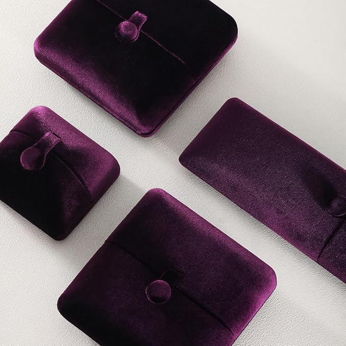 Necklace Jewelry Box，Velvet Earring Gift boxes Display，Valentine Necklaces Holder for Women，Men Earrings Storage Cases (Purple)